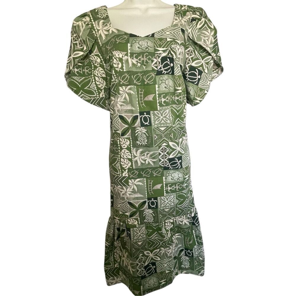 An Original Hawaiian Togs Dress Green and Cream